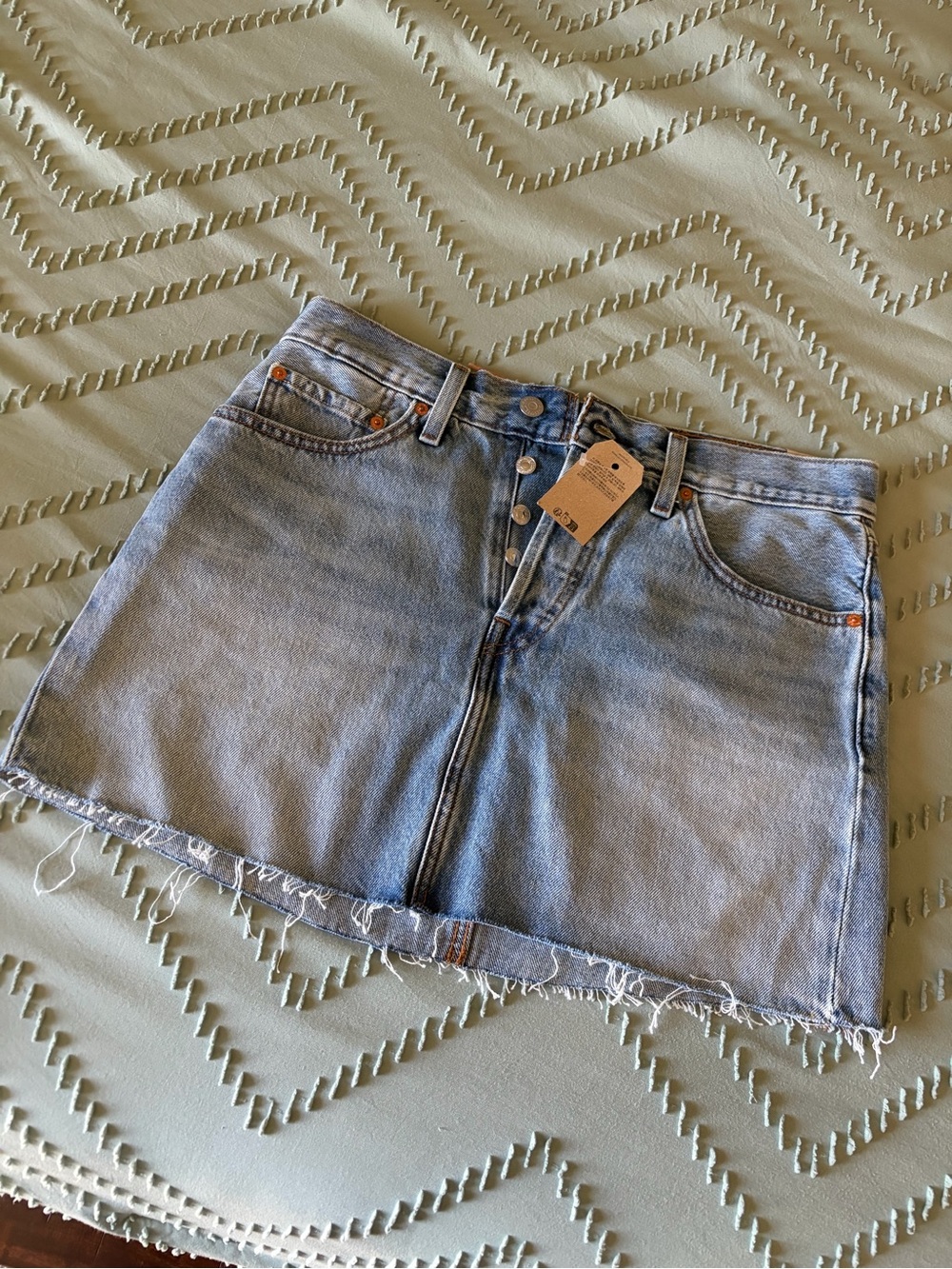 Levi's Light Blue Denim Midi Skirt with Raw Hem